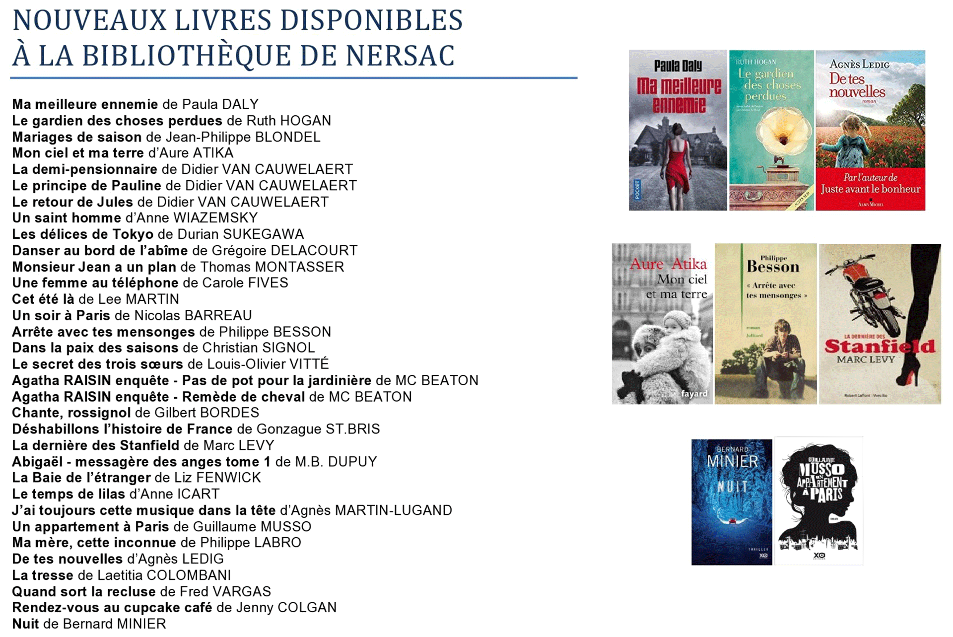 Nouveaux Livres à la Bibliothèque de Nersac