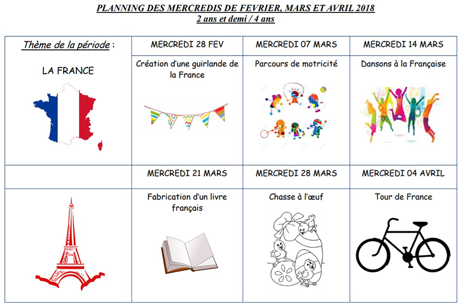 Planning accueil de Loisirs février mars avril 2018 Nersac