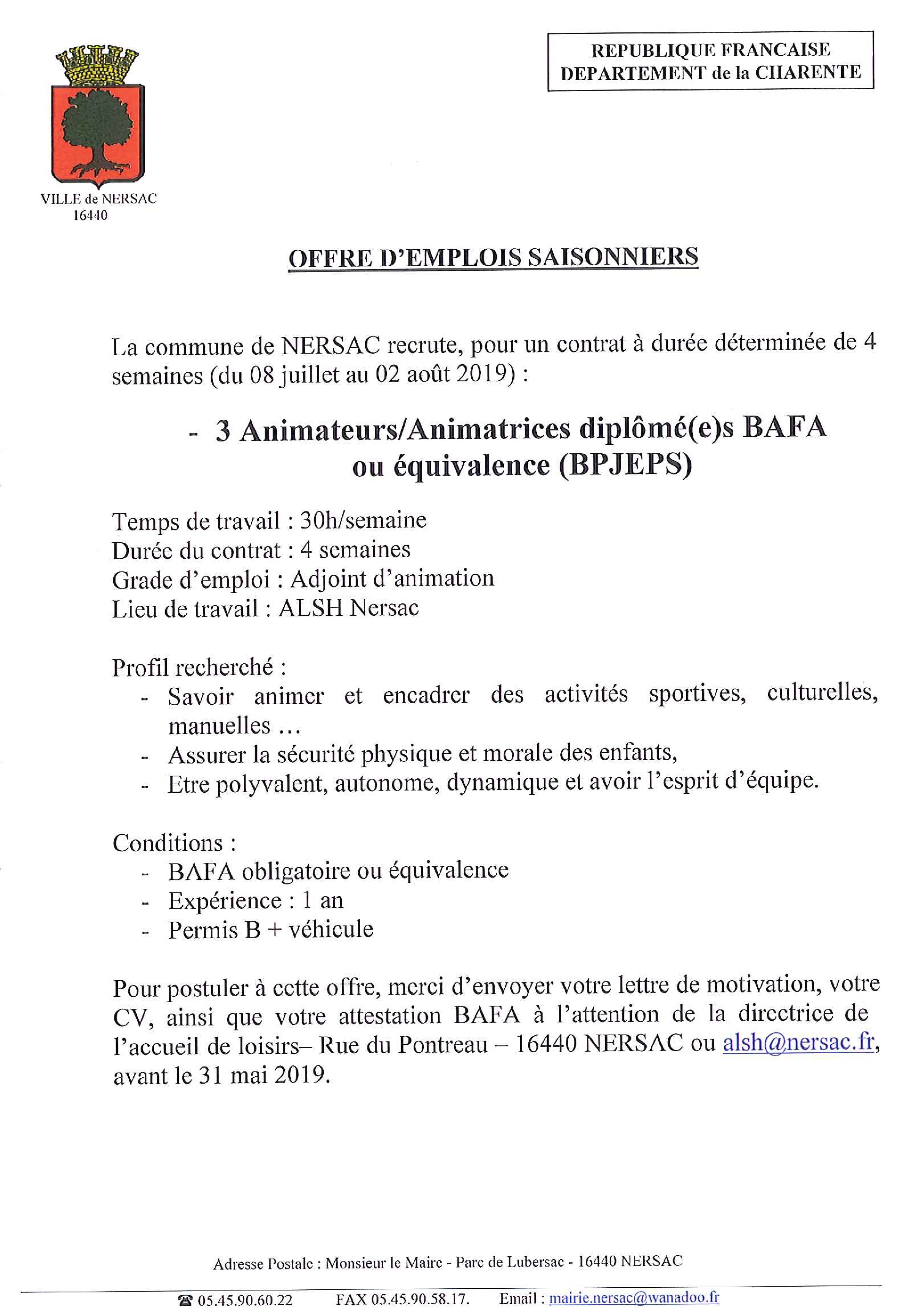 Lettre De Motivation Animatrice Périscolaire Mairie Sans Bafa